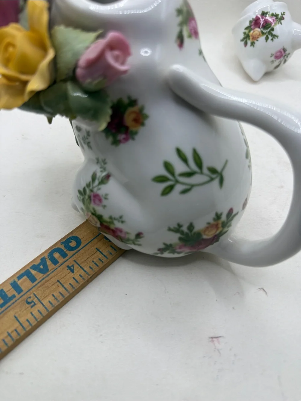Royal Albert Old Country Roses Cat Figurine Vase Pitcher Porcelain Kitty Flowers